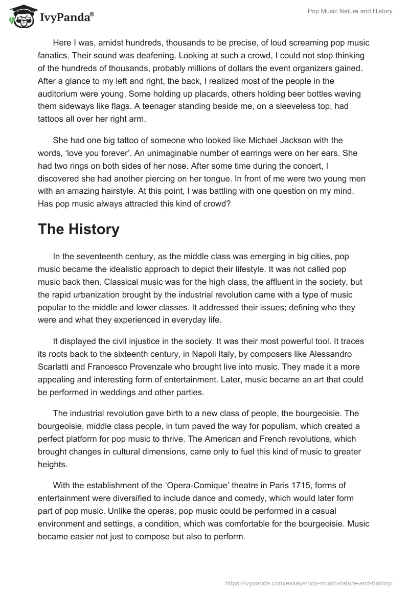 Pop Music Nature and History. Page 2