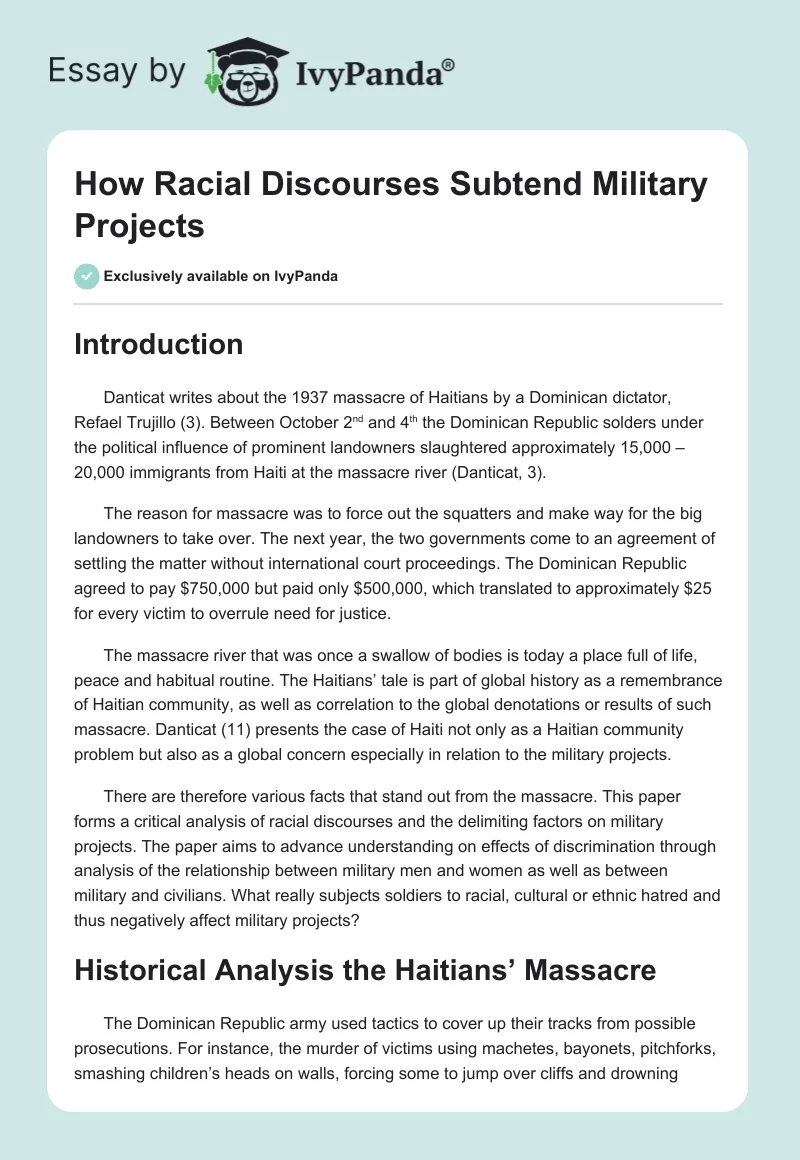 How Racial Discourses Subtend Military Projects. Page 1