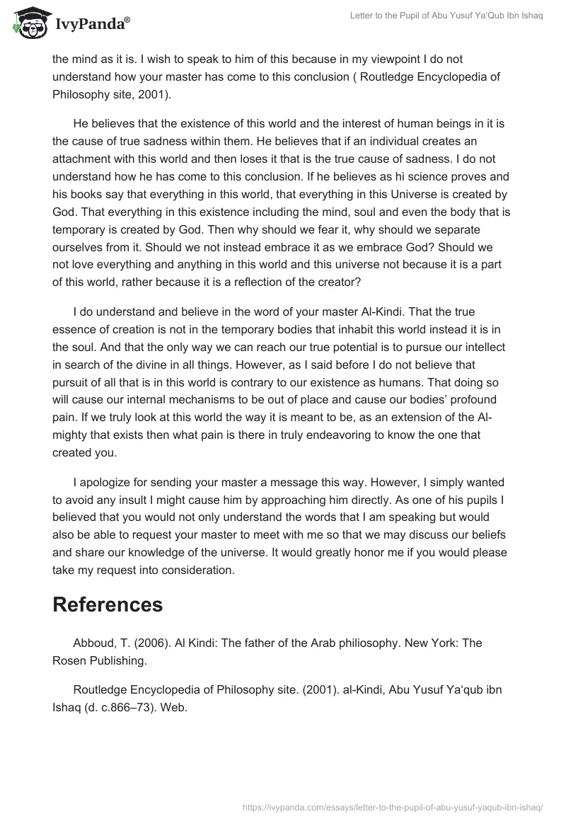Letter to the Pupil of Abu Yusuf Ya‘Qub Ibn Ishaq. Page 2