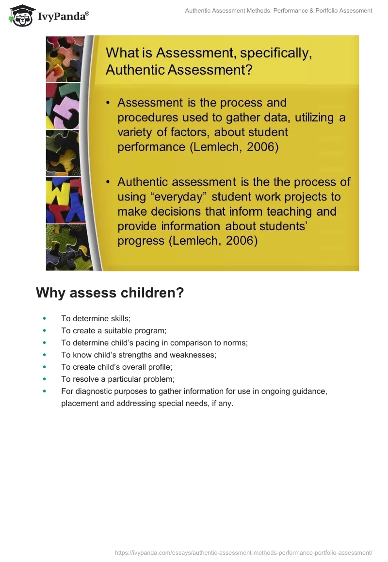 Authentic Assessment Methods: Performance & Portfolio Assessment. Page 2