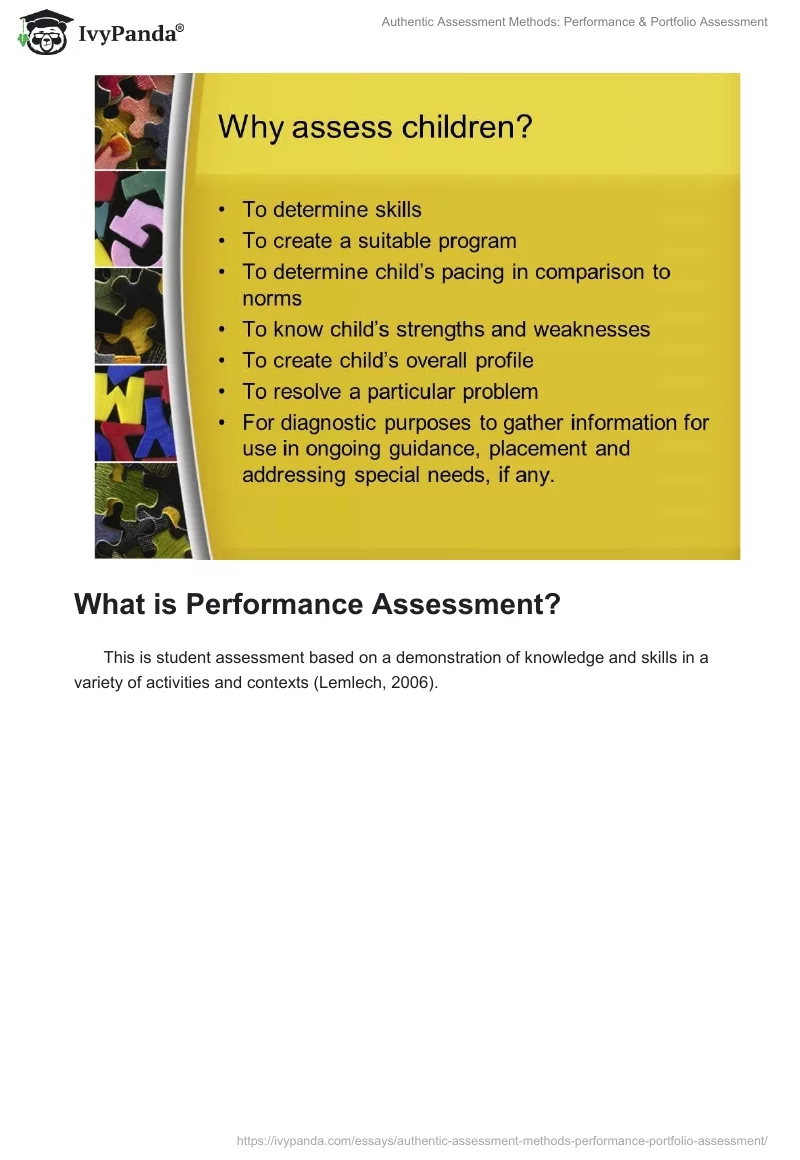 Authentic Assessment Methods: Performance & Portfolio Assessment. Page 3