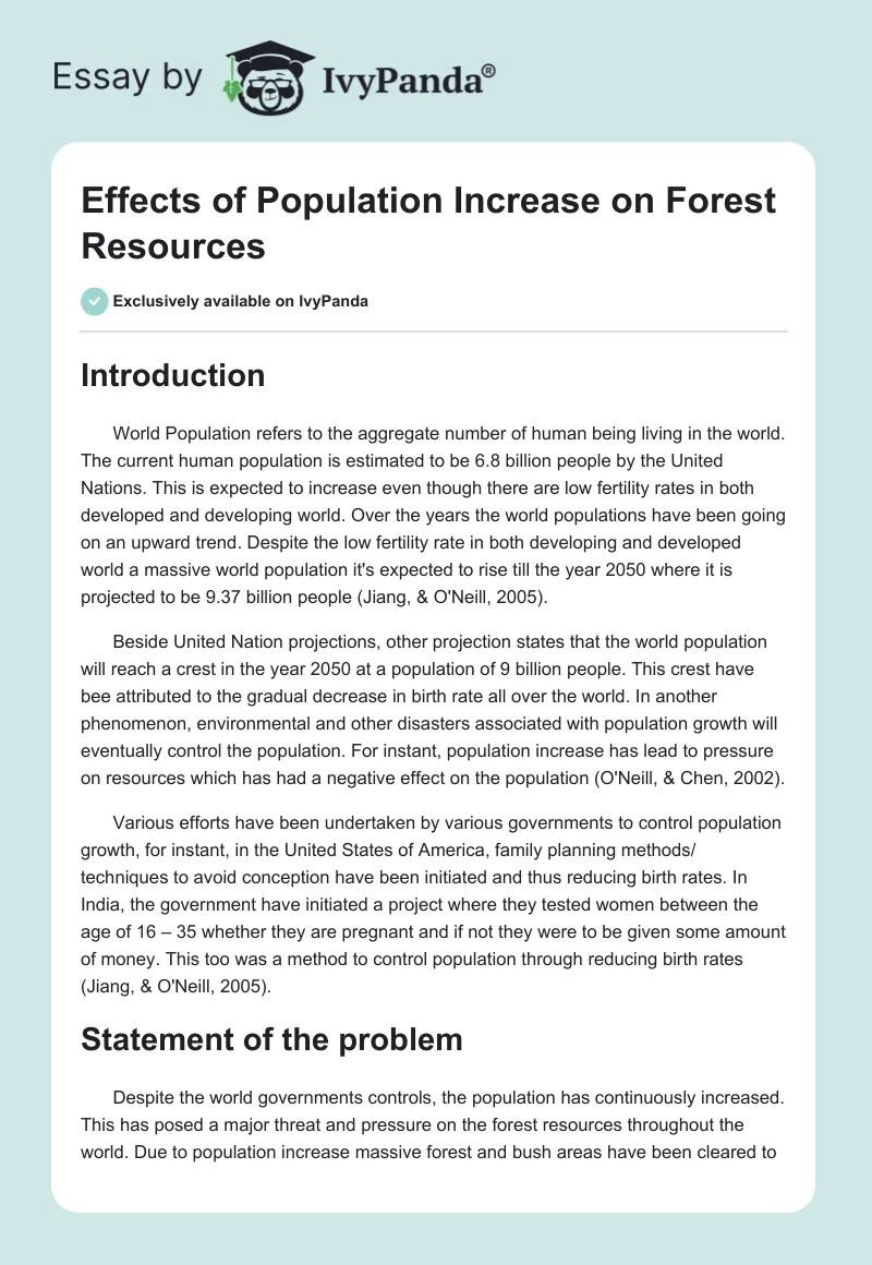 Effects of Population Increase on Forest Resources. Page 1