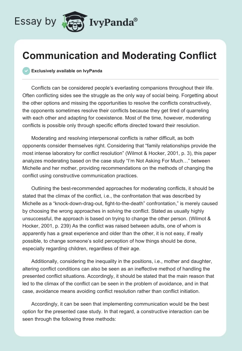 Communication and Moderating Conflict. Page 1