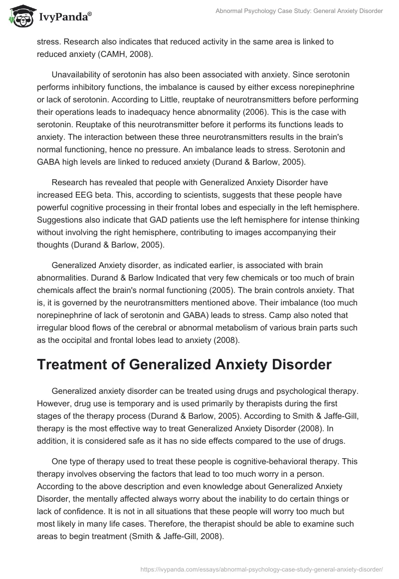 Abnormal Psychology Case Study: General Anxiety Disorder. Page 2