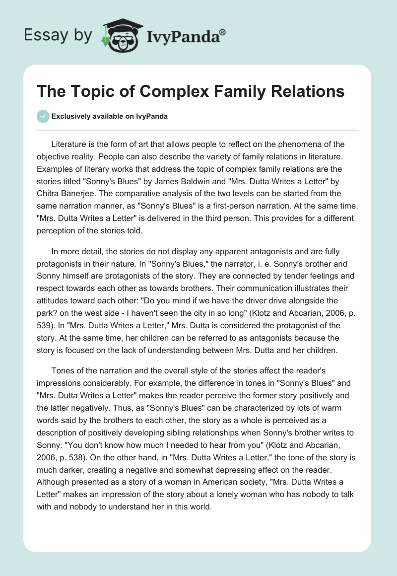 The Topic of Complex Family Relations. Page 1