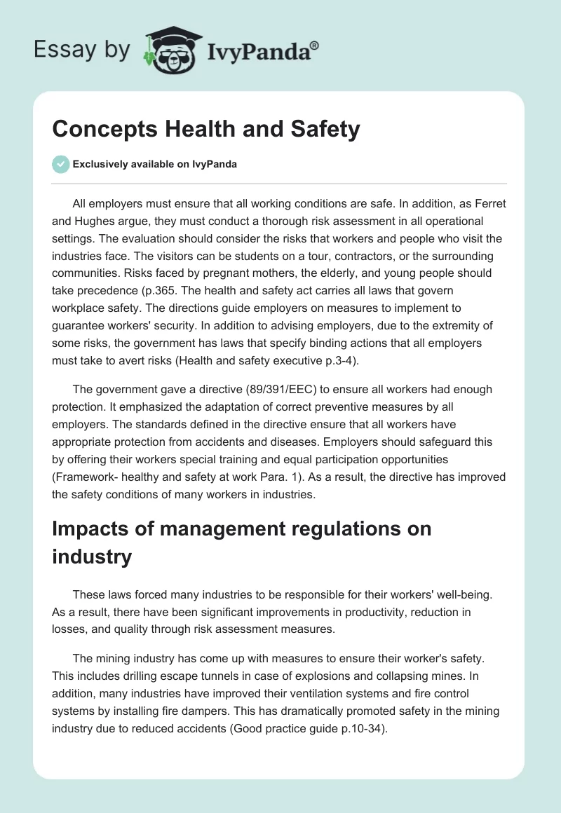 Concepts Health and Safety. Page 1