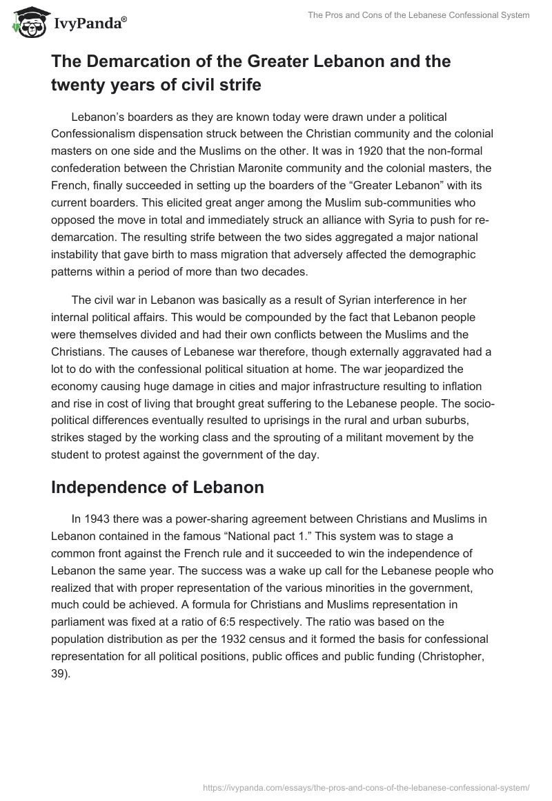 The Pros and Cons of the Lebanese Confessional System. Page 3