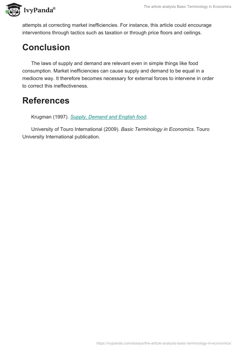 The article analysis "Basic Terminology in Economics". Page 3