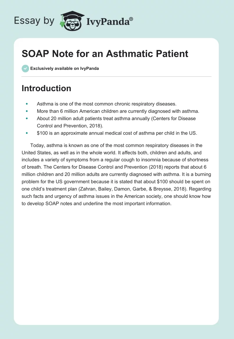 SOAP Note for an Asthmatic Patient. Page 1