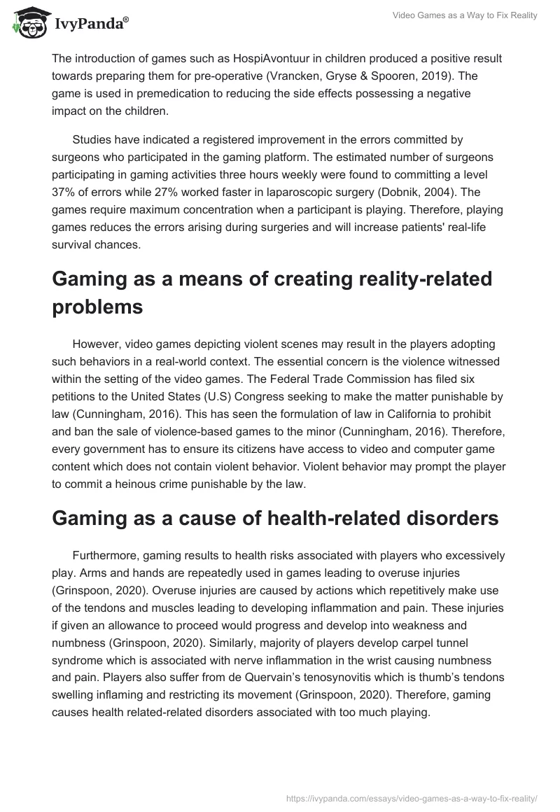 Video Games as a Way to Fix Reality. Page 5