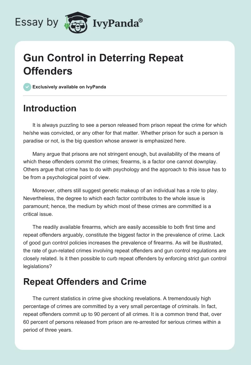 Gun Control in Deterring Repeat Offenders. Page 1
