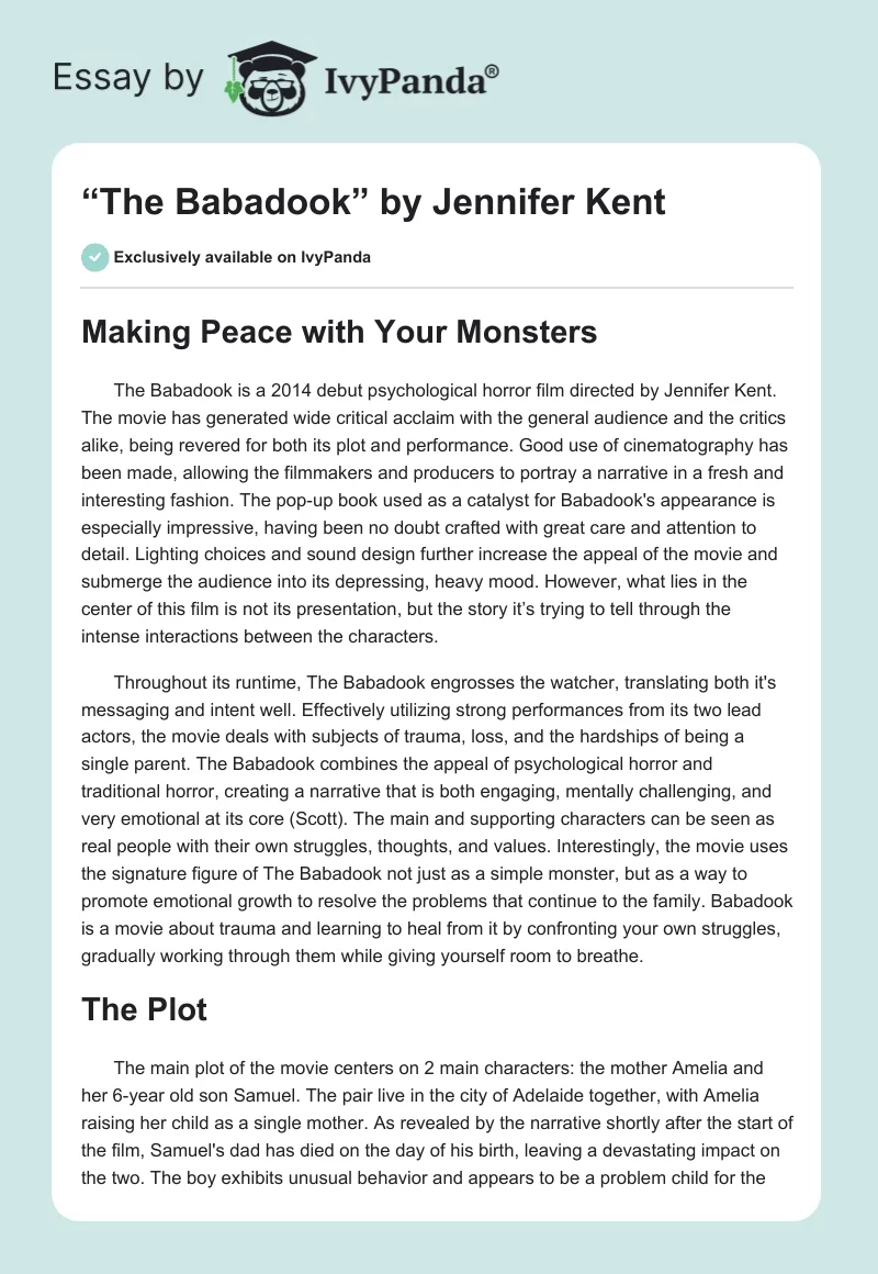 “The Babadook” by Jennifer Kent. Page 1