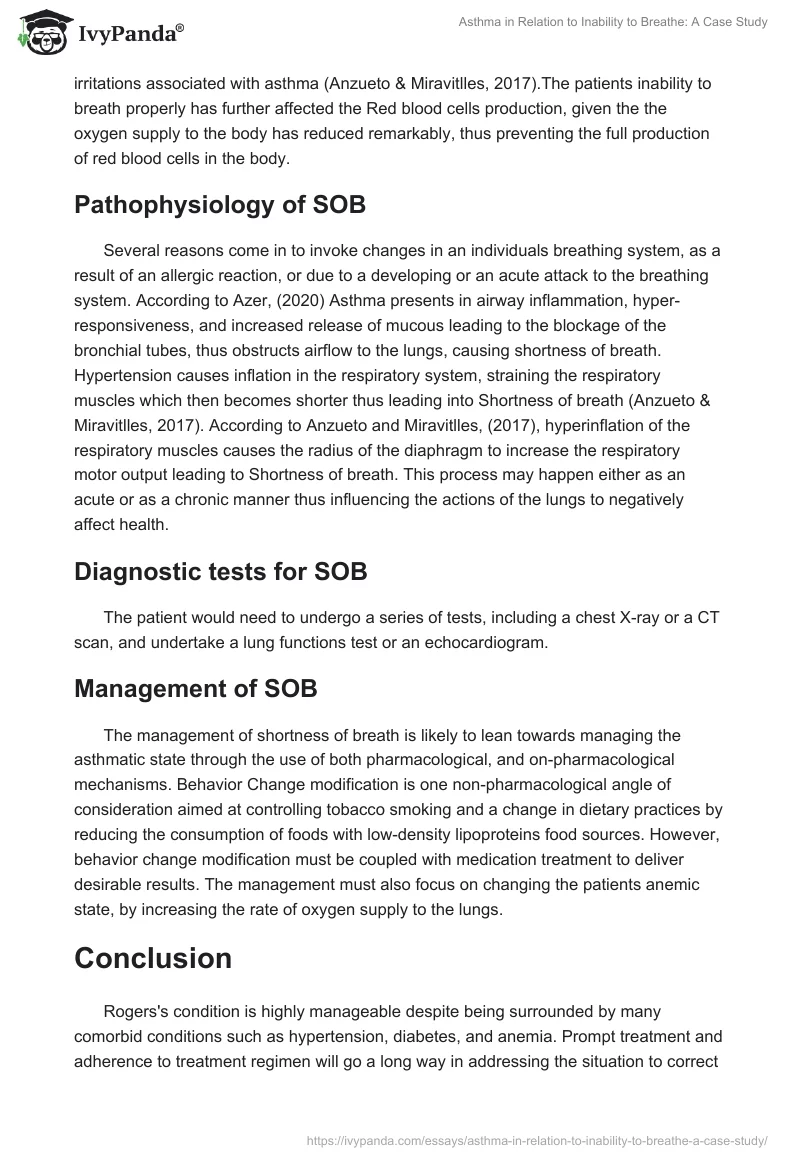 Asthma in Relation to Inability to Breathe: A Case Study. Page 2