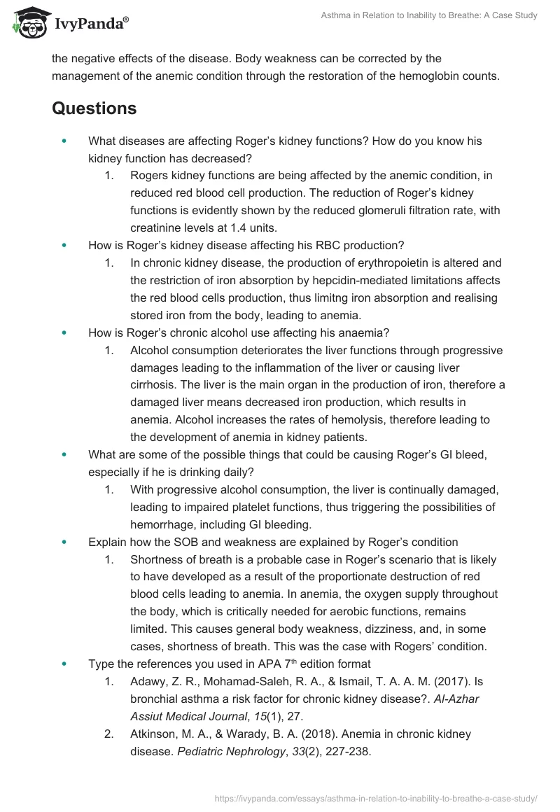 Asthma in Relation to Inability to Breathe: A Case Study. Page 3