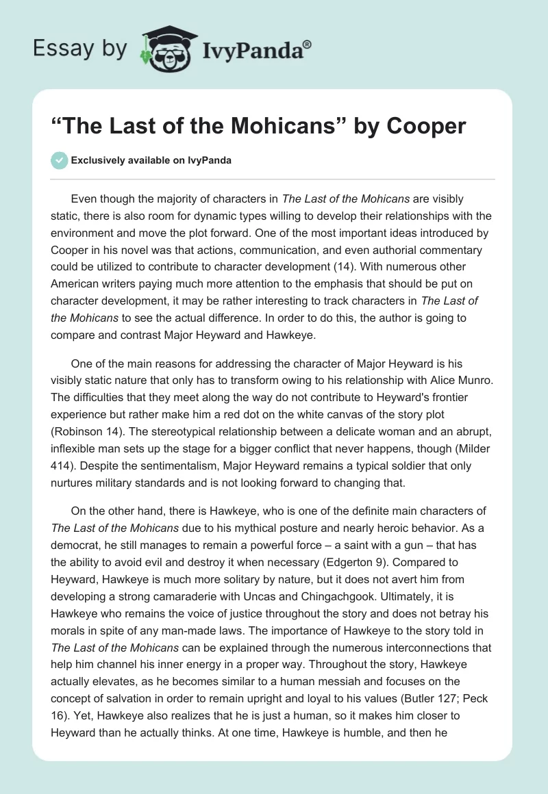 “The Last of the Mohicans” by Cooper. Page 1