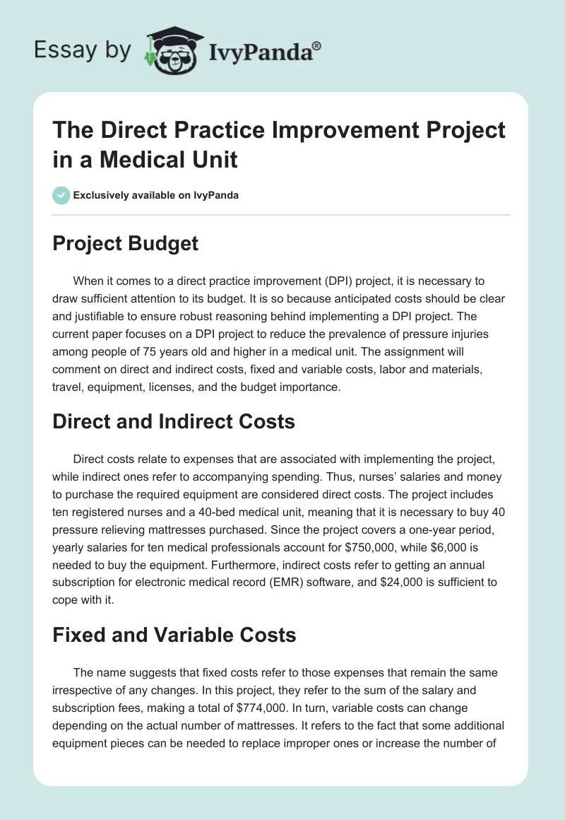 The Direct Practice Improvement Project in a Medical Unit. Page 1