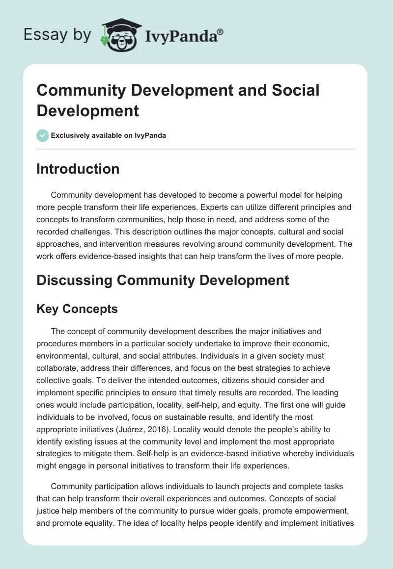 Community Development and Social Development. Page 1