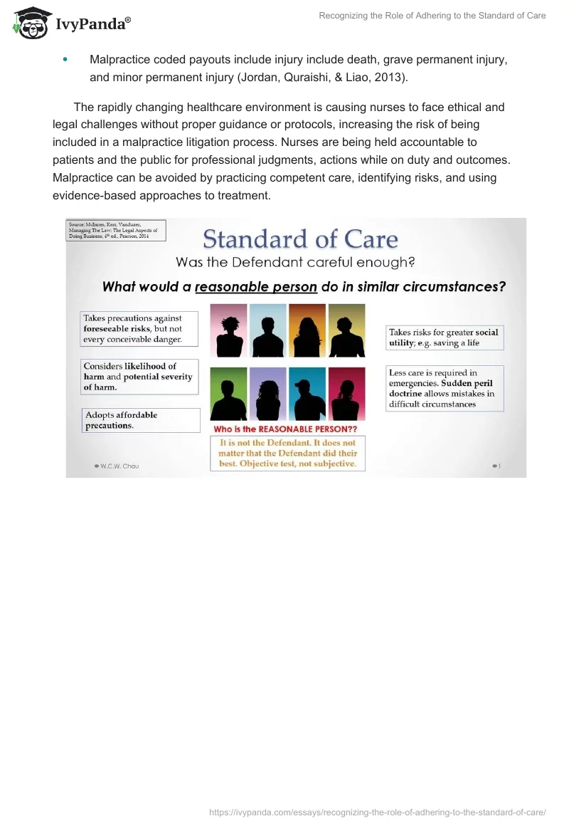 Recognizing the Role of Adhering to the Standard of Care. Page 3