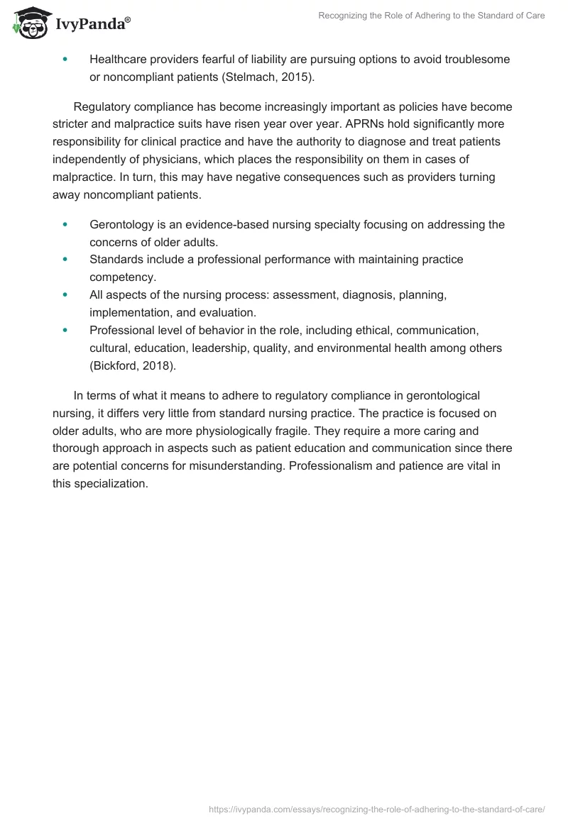 Recognizing the Role of Adhering to the Standard of Care. Page 5