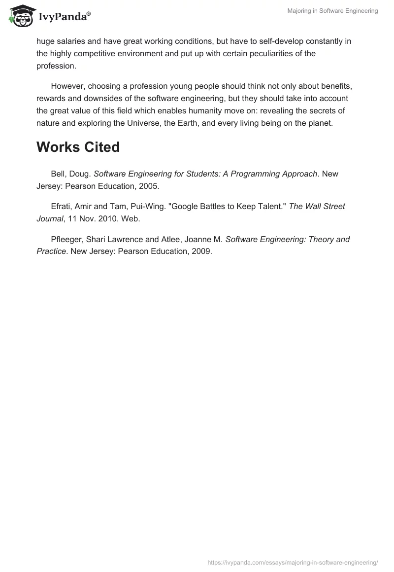 Majoring in Software Engineering. Page 3