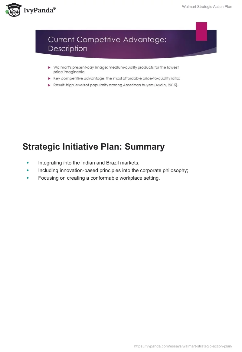 Walmart Strategic Action Plan. Page 3