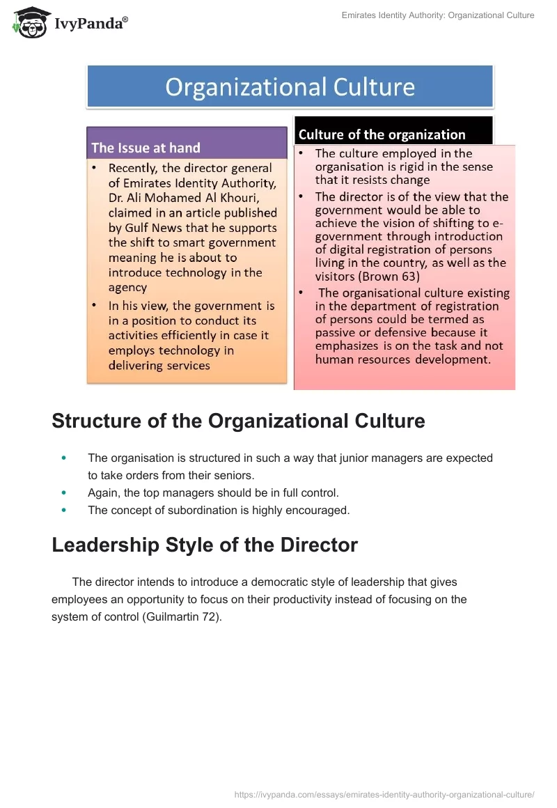 Emirates Identity Authority: Organizational Culture. Page 2