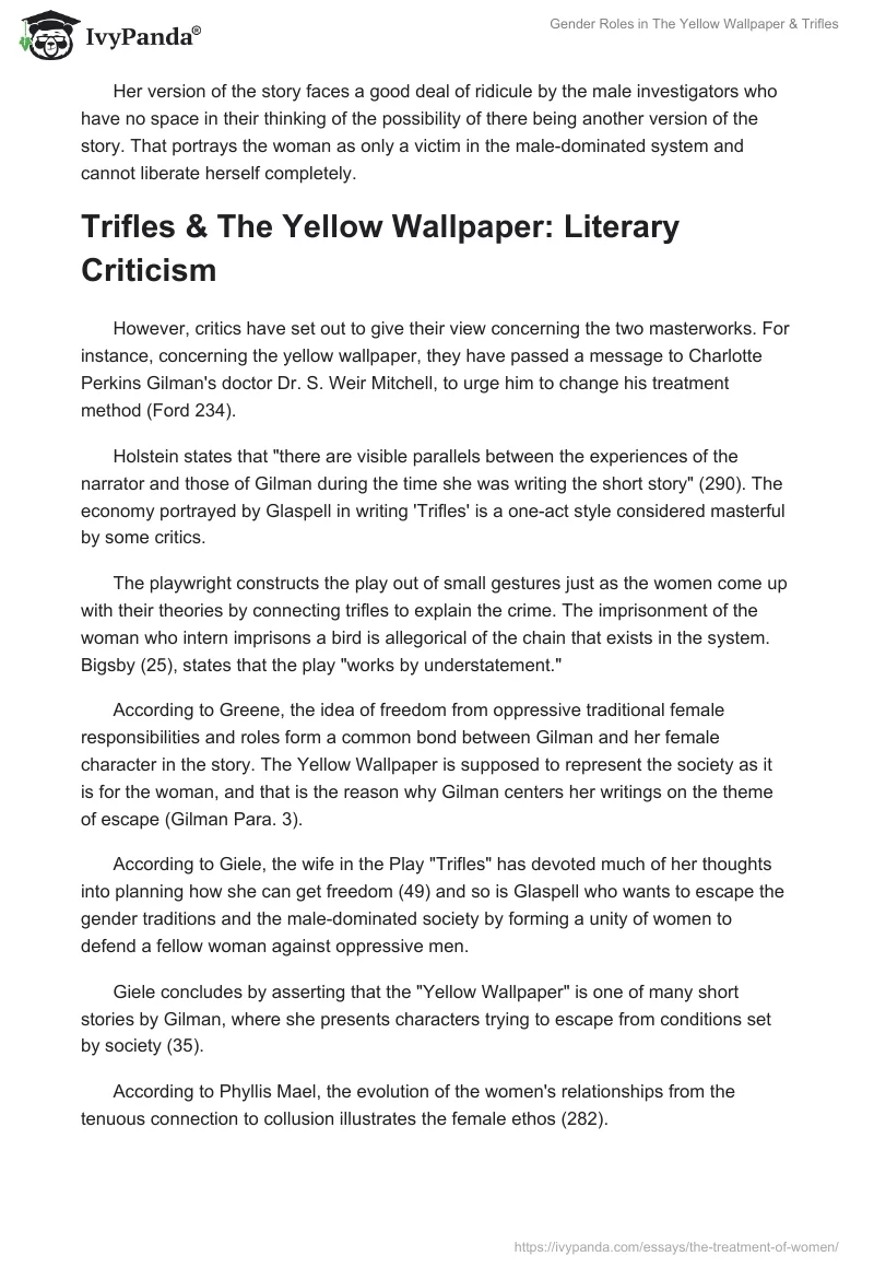 Gender Roles in The Yellow Wallpaper & Trifles. Page 5