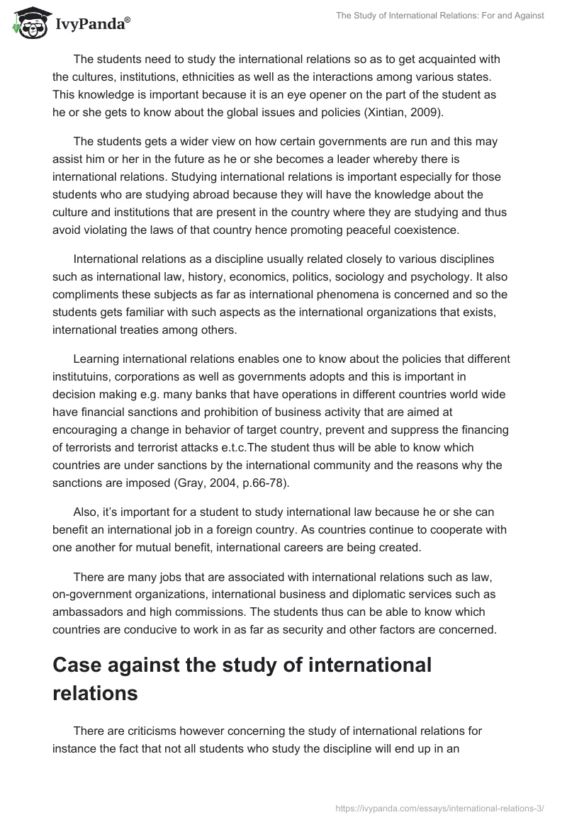 The Study of International Relations: For and Against. Page 2