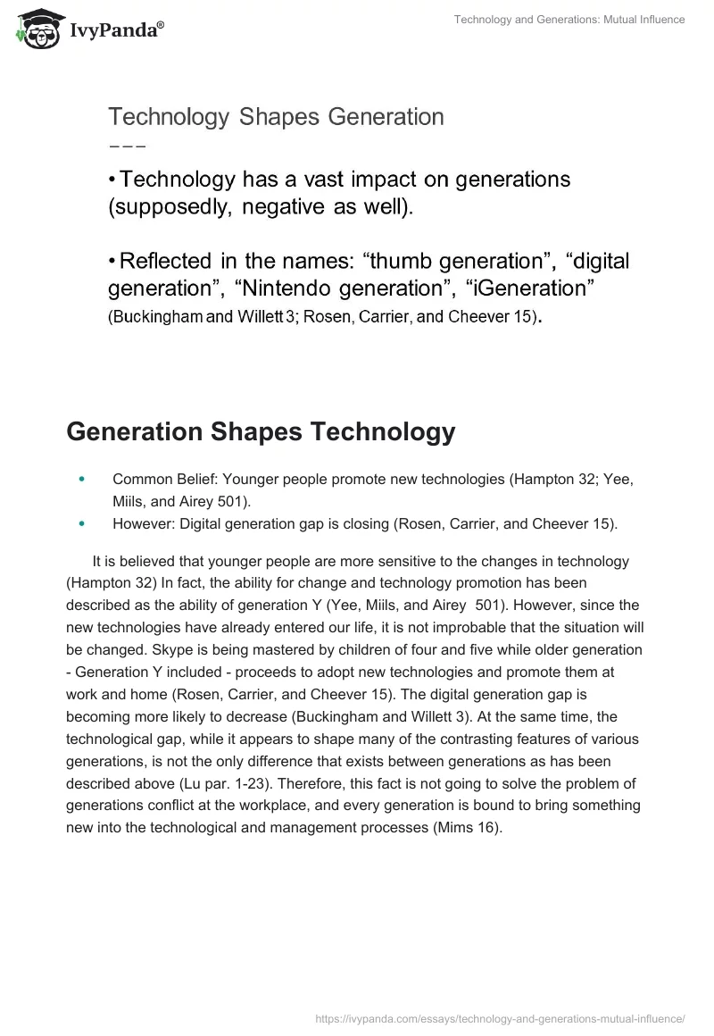 Technology and Generations: Mutual Influence. Page 2