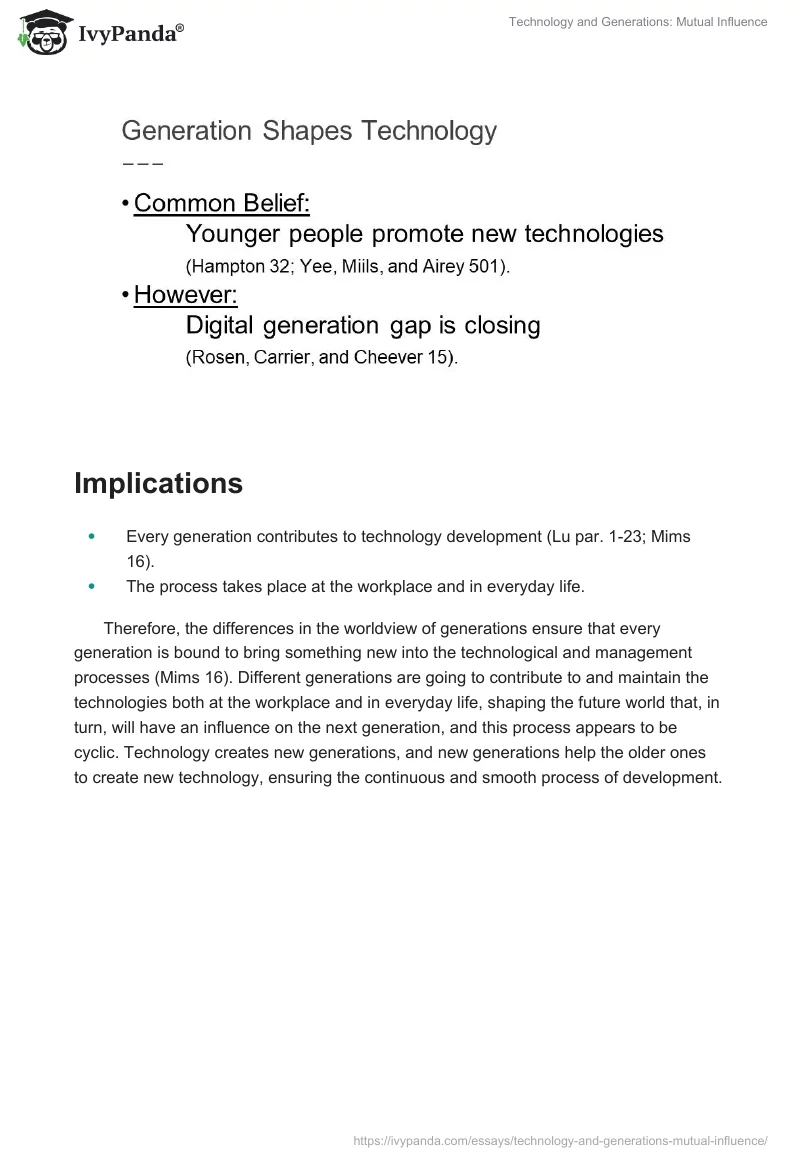Technology and Generations: Mutual Influence. Page 3