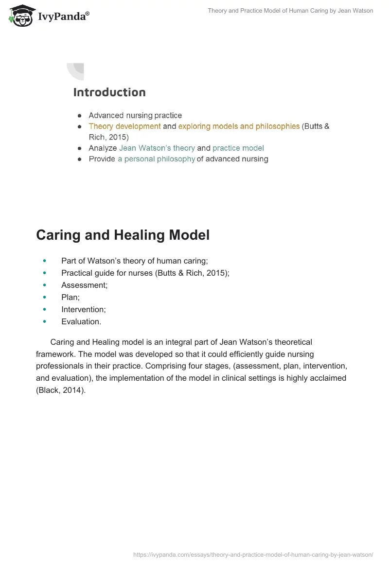 Theory and Practice Model of Human Caring by Jean Watson. Page 2