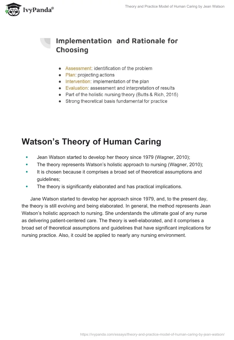 Theory and Practice Model of Human Caring by Jean Watson. Page 4