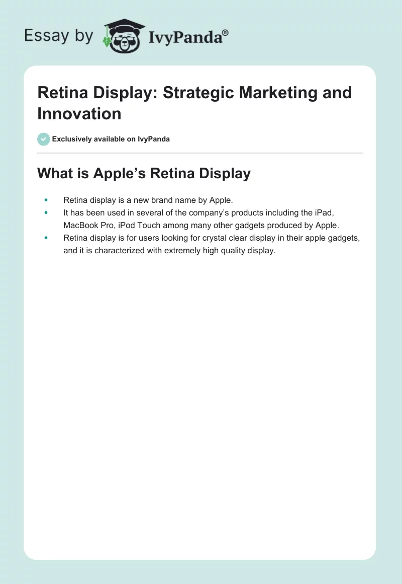 Retina Display: Strategic Marketing and Innovation. Page 1