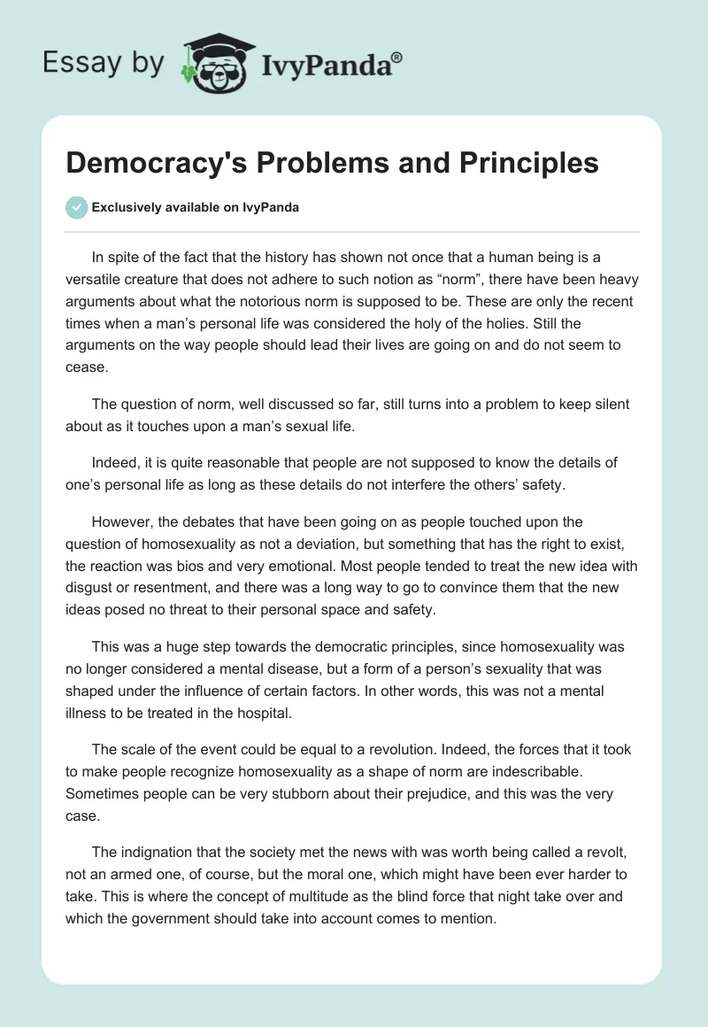 Democracy's Problems and Principles. Page 1