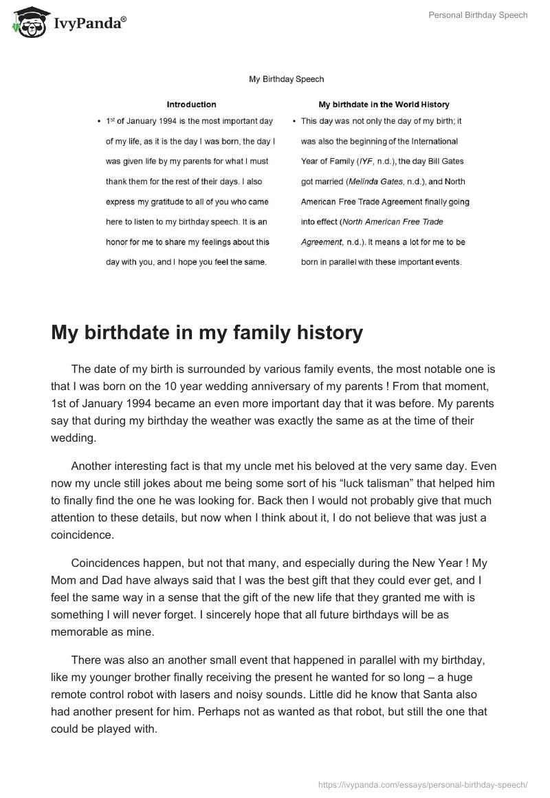 Personal Birthday Speech. Page 2