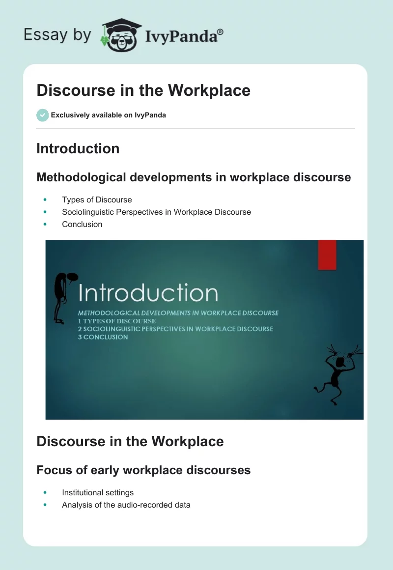 Discourse in the Workplace. Page 1