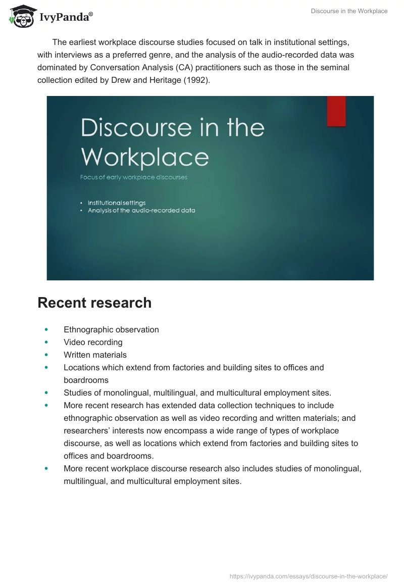 Discourse in the Workplace. Page 2