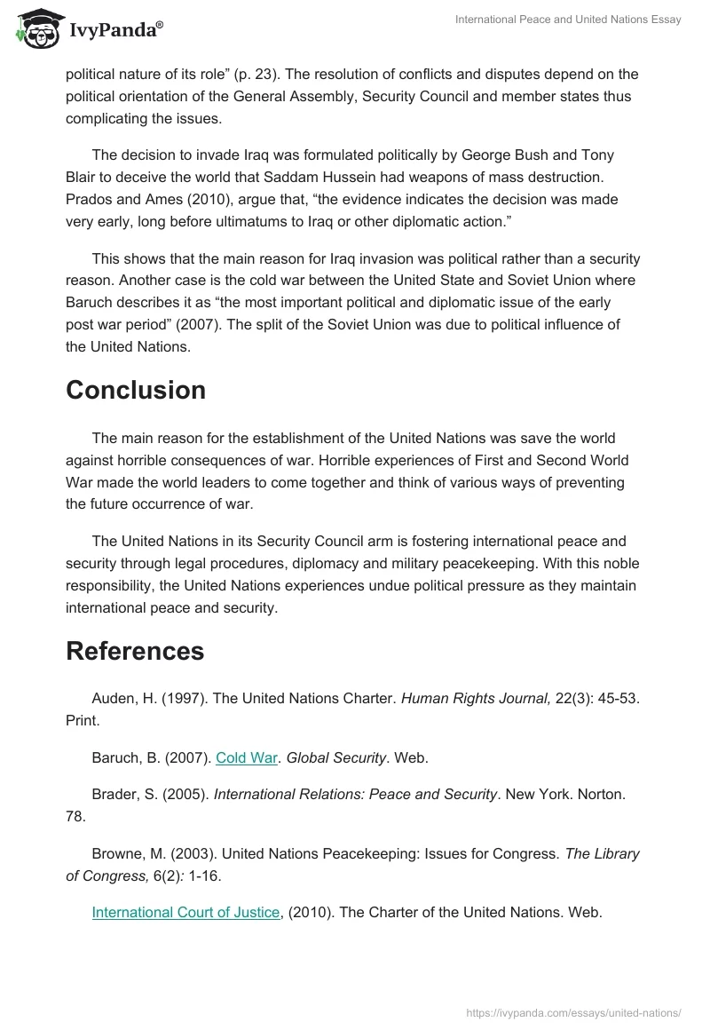 International Peace and United Nations Essay. Page 3