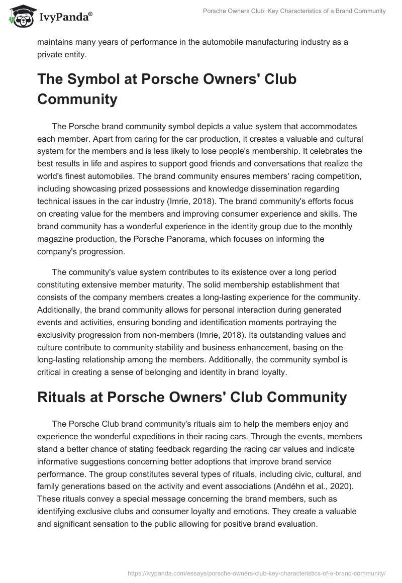 Porsche Owners Club: Key Characteristics of a Brand Community. Page 2