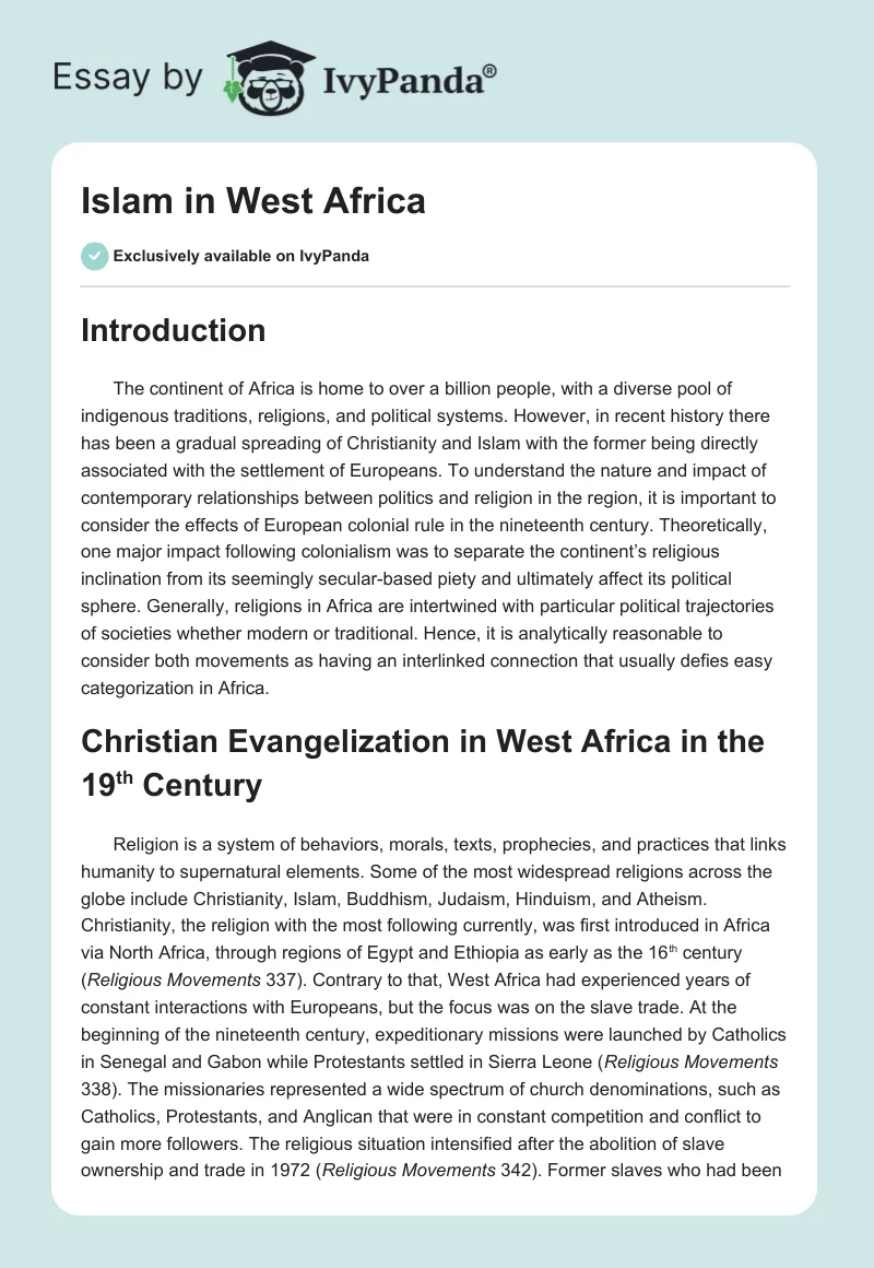Islam in West Africa. Page 1