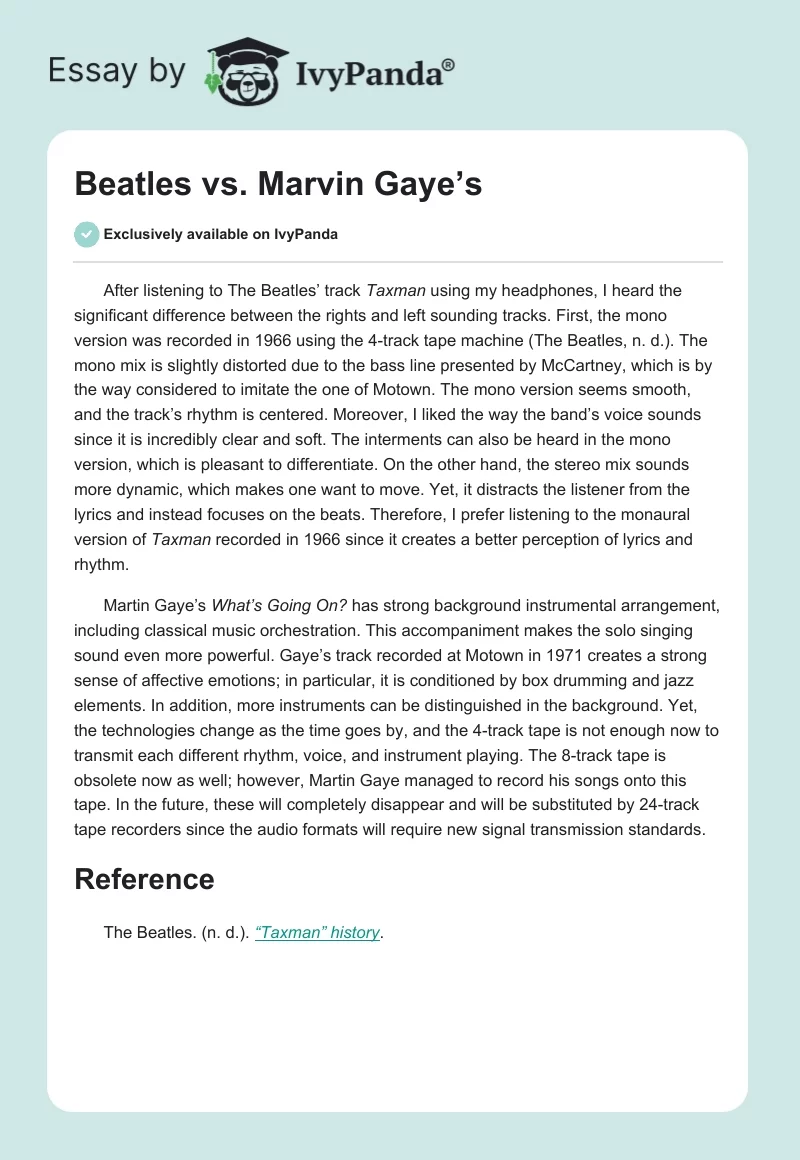Beatles vs. Marvin Gaye’s. Page 1