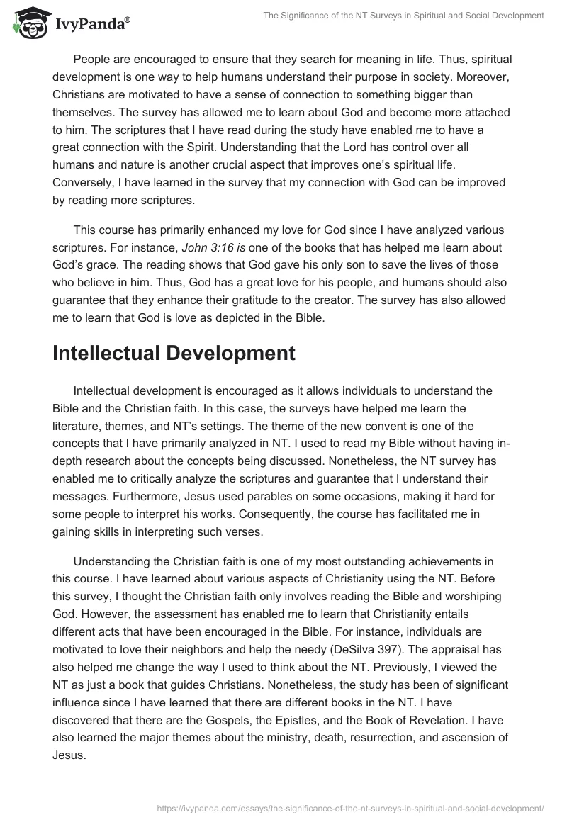 The Significance of the NT Surveys in Spiritual and Social Development. Page 2