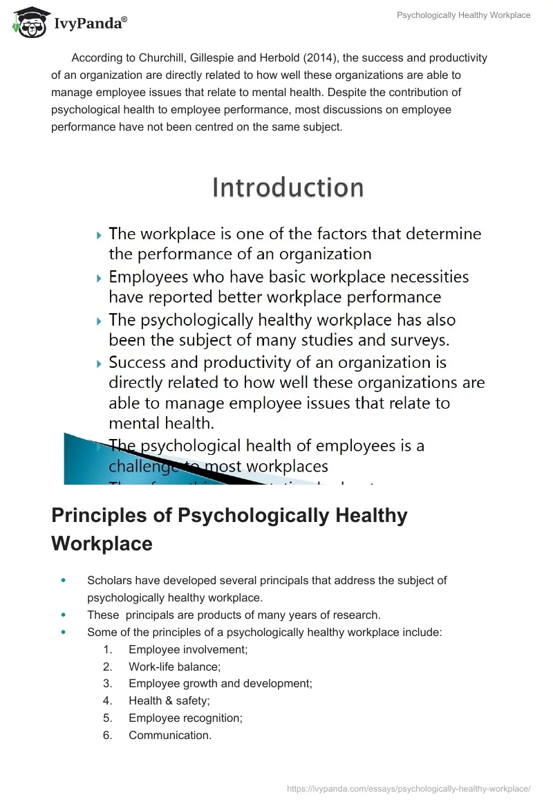 Psychologically Healthy Workplace. Page 2