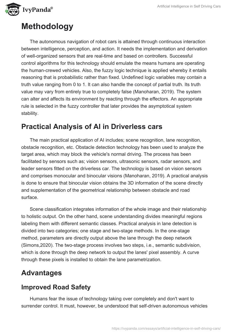 Artificial Intelligence in Self Driving Cars. Page 5