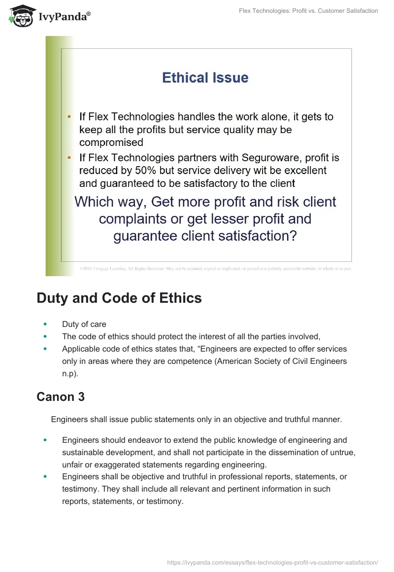 Flex Technologies: Profit vs. Customer Satisfaction. Page 4