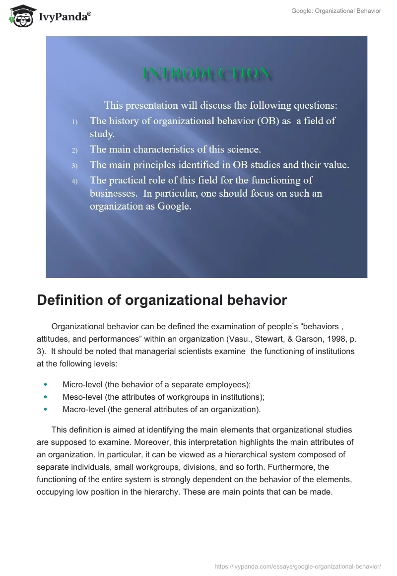 Google: Organizational Behavior. Page 2