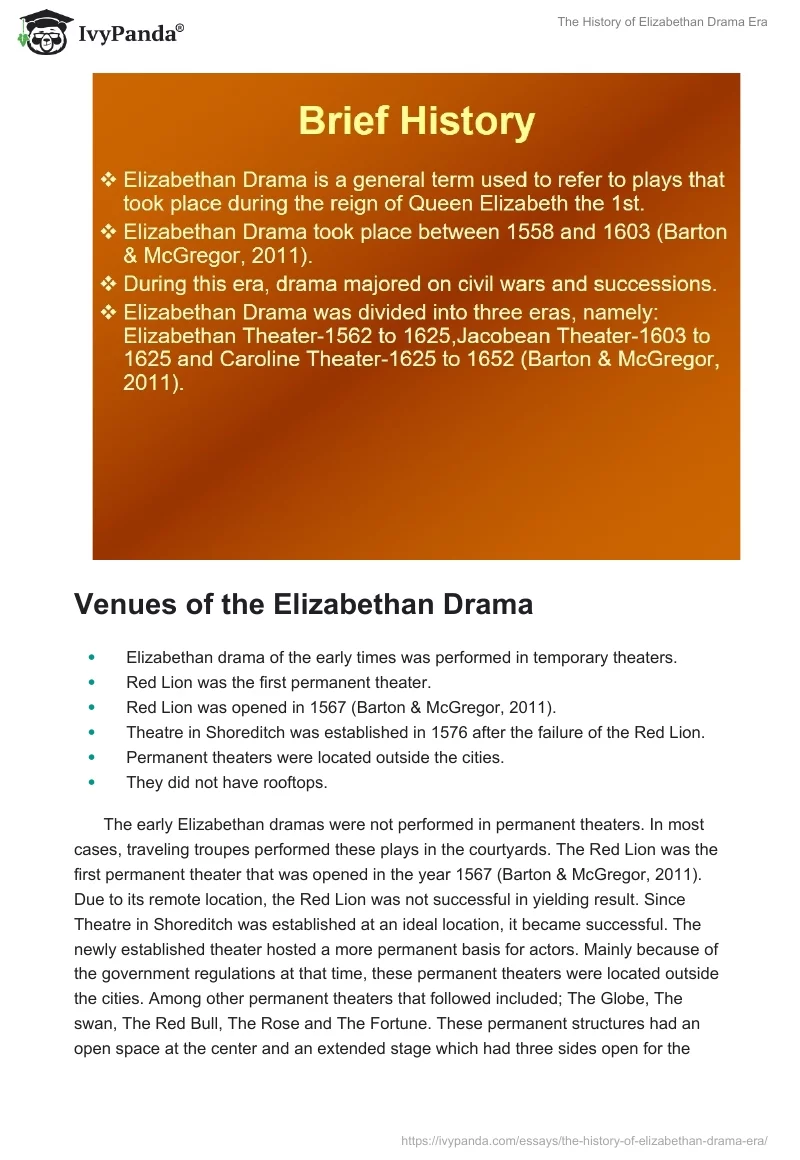 The History of Elizabethan Drama Era. Page 2
