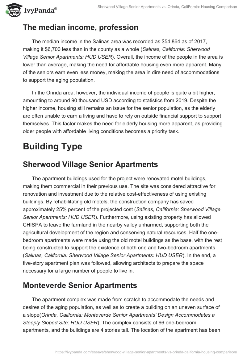 Sherwood Village Senior Apartments vs. Orinda, CaliFornia: Housing Comparison. Page 3