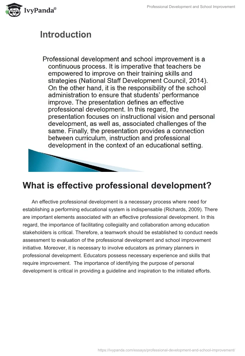 Professional Development and School Improvement. Page 2