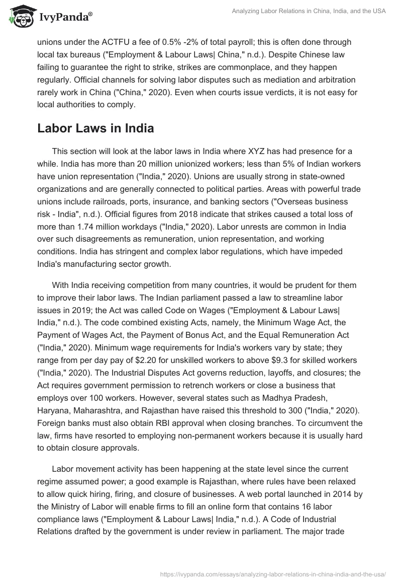 Analyzing Labor Relations in China, India, and the USA. Page 2